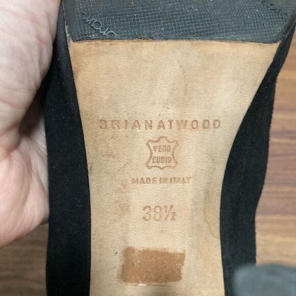 Brian Atwood Booties with Stiletto Heel & Back Zipper in Black Suede. Size 38.5. - Picture 7 of 8